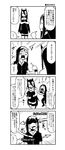  4koma bangs battleship_hime blood blood_from_mouth clenched_hand closed_eyes comic crossed_arms crying dress greyscale hair_between_eyes hand_on_hip hands_on_another's_shoulders kantai_collection kei-suwabe long_hair monochrome multiple_girls off-shoulder_dress off_shoulder oni_horns open_mouth parted_bangs pointing ru-class_battleship shaded_face shinkaisei-kan short_sleeves sidelocks smile speech_stab streaming_tears surprised tattoo tears thigh_strap translation_request wide-eyed 