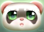  chibi cute eyelashes female ferret fur green_eyes head_shot invalid_tag mammal mustelid shaza_(artist) teura_ethlorn_(character) white_fur 