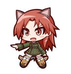  1girl animal_ears blush jacket long_hair military_uniform minna-dietlinde_wilcke mozixya open_mouth red_eyes red_hair strike_witches striker_unit tail world_witches_series 