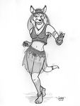  2017 anklet anthro belly_dancing bracelet breasts canine cleavage clothed clothing dipstick_tail female fox gloves_(marking) greyscale headdress inner_ear_fluff inviting jewelry kittfur looking_at_viewer mammal markings midriff monochrome motion_lines multicolored_tail navel necklace panties rabbi-tom ring smile socks_(marking) solo translucent transparent_clothing underwear 