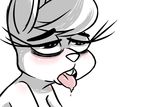  2017 ahegao anthro blush buckteeth female inkyfrog lagomorph looking_pleasured mammal maxine_d&#039;lapin open_mouth rabbit restricted_palette simple_background solo teeth tongue tongue_out white_background 