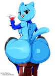  2017 anthro beverage big_butt breasts butt cartoon_network cat chair clothed clothing digital_media_(artwork) el_shaka feline female footwear glass gloves high_heels legwear looking_at_viewer mammal mother nicole_watterson open_mouth parent presenting raised_tail shoes simple_background solo string_bikini stripper the_amazing_world_of_gumball thecon thigh_highs under_boob whiskers 