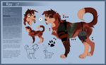  armor canine clothed clothing dog english_text feral kitchiki male mammal model_sheet nude open_mouth paws solo standing teeth text tongue 