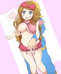  1boy 1girl blue_eyes blush breast_grab brown_hair cheating citron_(pokemon) clothed_sex cooking cum cum_in_pussy facial grabbing heart-shaped_pupils highres netorare nipples no_panties open_mouth orgasm pokemon pokemon_(anime) pokemon_(game) pokemon_xy rape serena_(pokemon) sex shirt_lift short_hair solo_focus tongue tongue_out 