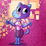  2013 blue_fur cartoon_network clothed clothing cute digital_media_(artwork) feline female fur happy mammal megadrivesonic nicole_watterson smile teeth the_amazing_world_of_gumball 