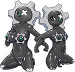  anthro anthrofied big_breasts breasts female giaru grey_eyes grey_skin klink lips nintendo pdxyz plain_background pok&#233;mon pok&#233;morph pokemon small_breasts video_games white_background 