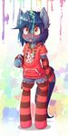  anthro blush clothed clothing crossdressing cub equine friendship_is_magic hoodie hoodie_(artist) legwear male mammal my_little_pony simple_background socks solo thigh_highs tongue tongue_out young 