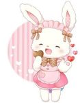  &lt;3 blush bow clothing cute eyes_closed female fur happy lagomorph long_ears maid_uniform mammal mell rabbit sanrio solo standing uniform unknown_artist white_fur wish_me_mell 