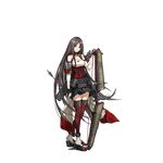  arrow bangs black_gloves black_skirt bow braid breasts brown_hair closed_mouth detached_sleeves fingerless_gloves flight_deck full_body gloves grey_eyes hair_over_shoulder holding_arrow infukun legs_together long_hair looking_at_viewer machinery medium_breasts official_art parted_bangs pleated_skirt quiver red_legwear remodel_(zhan_jian_shao_nyu) rigging sandals shoukaku_(zhan_jian_shao_nyu) skirt smile solo standing thighhighs transparent_background very_long_hair zettai_ryouiki zhan_jian_shao_nyu 