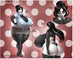  2017 anthro bear big_breasts big_butt blue_eyes blush breasts butt cleavage clothed clothing eyes_closed female huge_breasts invalid_tag mammal marauder6272 model_sheet nipples nude panda shirt side_boob skirt smile solo 