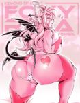  &lt;3 amakuchi anthro anus bat_wings big_breasts big_butt bikini breasts butt butt_wings canine clothed clothing demon eyes_closed female fur hair horn huge_breasts hybrid koumori_manami_(amakuchi) long_hair mammal membranous_wings open_mouth pink_fur pink_hair pussy rear_view skimpy smile solo spade_tail standing swimsuit thick_thighs topless voluptuous wings 