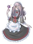  1girl apron hair_over_one_eye headdress little_witch_academia lolita_fashion maid_headdress mushroom solo sucy_manbabalan 