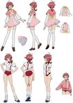  00s 1girl aoi_anna ass back bare_legs boots breasts buruma character_sheet curvy dress female full_body gym_clothes huge_ass looking_at_viewer official_art red_eyes red_hair shinkon_gattai_godannar!! shoes short_hair smile solo standing white_background 