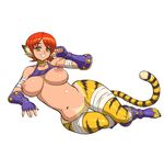  1girl aliasing breasts breath_of_fire breath_of_fire_ii female fingerless_gloves hips large_breasts looking_at_viewer orange_hair pussy rinpoo_chuan short_hair simple_background solo tenseiani toeless_socks uncensored white_background wide_hips 