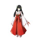  accel_world ardor_maiden black_hair character_request full_body gloves hakama hime_cut japanese_clothes kimono lace lace-trimmed_gloves long_hair looking_at_viewer miko official_art red_hakama simple_background solo standing white_background white_legwear 