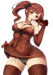  ass_visible_through_thighs bad_id bad_pixiv_id banned_artist bare_shoulders between_breasts black_bow black_panties blush bottle bow breasts brown_dress brown_gloves brown_hair brown_legwear cameltoe chocolate_on_body chocolate_on_breasts chocolate_on_clothes covered_navel cowboy_shot dress dress_lift dripping elbow_gloves fay_(fay_axl) frills gloves hair_bow halterneck highres idolmaster idolmaster_cinderella_girls igarashi_kyouko licking lifted_by_self long_hair looking_at_viewer medium_breasts microdress panties revision see-through sexually_suggestive shiny shiny_hair side_ponytail sidelocks simple_background skin_tight skindentation skirt_basket solo squishing thighhighs tongue tongue_out underwear valentine white_background yellow_eyes 