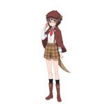  accel_world adjusting_eyewear black_legwear boots brown_eyes brown_footwear brown_hair brown_hat brown_shorts capelet character_request cross-laced_footwear dress_shirt eyebrows_visible_through_hair full_body glasses hat kneehighs lace-up_boots looking_at_viewer necktie official_art red-framed_eyewear red_neckwear ribbon semi-rimless_eyewear shirt short_hair short_necktie shorts simple_background solo standing suspender_shorts suspenders under-rim_eyewear white_background white_shirt yellow_ribbon 
