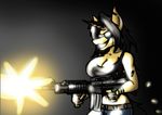  2017 amber_steel animated assault_rifle breasts cleavage clothed clothing equine female gun horn m4a1 mammal metalfoxxx ranged_weapon rifle solo unicorn weapon 