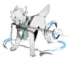  ambiguous_gender canine feral fur magic mammal melee_weapon scarf simple_background solo standing sword weapon white_background yata 