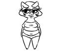  2017 anthro black_and_white breasts buckteeth clothed clothing eyewear female glasses hair inkyfrog inkypig mammal midriff monochrome navel pig porcine slightly_chubby solo standing teeth underwear 