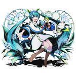  absurdly_long_hair alpha_transparency blue_eyes blue_hair blue_hairband boots brown_footwear capelet divine_gate full_body fur-trimmed_boots fur_trim hair_ornament hairband hatsune_miku holding knee_boots long_hair official_art open_mouth outstretched_arm santa_boots snow_fairy_story_(vocaloid) snowflakes transparent_background twintails ucmm very_long_hair vocaloid yuki_miku yukine_(vocaloid) 
