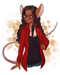  anthro breasts clothed clothing eyewear female glasses looking_at_viewer mammal melamoryblack mouse open_mouth rodent smile solo 