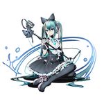  absurdly_long_hair alpha_transparency black_bow black_footwear black_legwear blue_eyes blue_hair blue_neckwear boots bow cosplay divine_gate dress frilled_dress frills full_body gloves hair_bow hatsune_miku hatsune_miku_(cosplay) headphones holding holding_microphone long_hair magical_mirai_(vocaloid) microphone necktie official_art pink_ribbon rainy_(divine_gate) ribbon short_necktie sitting sleeveless sleeveless_dress smile solo thigh_boots thighhighs transparent_background ucmm very_long_hair vocaloid white_gloves 