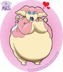  &lt;3 2012 anthro anthrofied audino belly berry big_belly biped blue_eyes breasts eating featureless_breasts female food fruit hand_on_stomach looking_at_viewer nintendo obese overweight overweight_female pok&eacute;mon pok&eacute;morph simple_background solo standing stomach url video_games watermark xx-redandroid-xx 