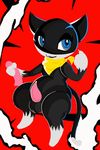  2017 animated anthro balls beckoning black_hair blue_eyes erection feline hair lettucebot looking_at_viewer male mammal morgana_(persona) nude penis simple_background smile video_games 