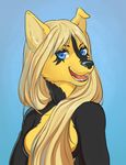  anthro canine female fur hair looking_at_viewer mammal melamoryblack nude simple_background solo 