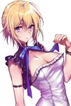  :o bad_id bad_pixiv_id blonde_hair bow breasts capelet cleavage highres lavender_hair maruchi medium_breasts original short_hair simple_background solo white_background 
