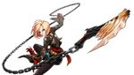  absurdres belt blonde_hair blue_eyes bow chain crimson_rose_(elsword) elsword gloves hair_bow highres holding holding_weapon looking_at_viewer official_art red_gloves ress rose_(elsword) short_hair solo transparent_background weapon 