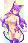  &gt;:) aankau animal_ears bad_id bad_pixiv_id bangs bikini blush breasts bun_cover cat_ears cat_tail choker cleavage closed_mouth collarbone covered_nipples cowboy_shot cure_macaron earrings elbow_gloves extra_ears glitter gloves groin hair_flip highleg highleg_bikini jewelry kirakira_precure_a_la_mode kotozume_yukari large_breasts long_hair looking_at_viewer navel precure purple_choker purple_eyes purple_hair purple_legwear ribbon_choker skindentation smile solo stomach swimsuit tail thighhighs underboob v-shaped_eyebrows white_bikini white_gloves 