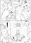  a-side anal anal_masturbation anthro balls benjamin_clawhauser canine cheetah comic cum dildo dildo_sitting disney feline fox male male/male mammal masturbation monochrome nick_wilde overweight penetration penis sex_toy zootopia 