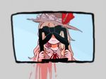  blonde_hair bow commentary_request covered_eyes dolls_in_pseudo_paradise hat hat_ribbon holding iei jacket_girl_(dipp) long_hair mikimiki2b ribbon solo touhou 
