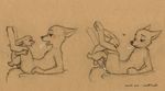  &lt;3 ahegao anal balls bed big_dom_small_sub blush breath cum cum_inside disney fatalfox judy_hopps lagomorph looking_pleasured lying male male/male mammal missionary_position nick_wilde nude on_back paws rabbit sex size_difference sweat traditional_media_(artwork) zootopia 