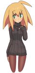  blonde_hair green_eyes long_hair muu_(mumumer) pantyhose rockman rockman_dash roll_caskett solo sweater 