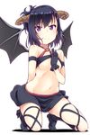  black_hair blush breasts demon demon_girl demon_horns gabriel_dropout groin hallelujah_essaim highres horns midriff navel purple_eyes skirt small_breasts solo tsukinose_vignette_april wings yamabuki_zarame 