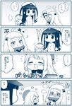  ... ._. 3girls 4koma :d :t ? atago_(kantai_collection) blush closed_eyes comic commentary_request flying_sweatdrops go_back! hat highres horns kantai_collection little_girl_admiral_(kantai_collection) long_hair migu_(migmig) military military_uniform mittens monochrome multiple_girls naval_uniform northern_ocean_hime nose_blush open_mouth pout shinkaisei-kan smile spoken_ellipsis they_had_lots_of_sex_afterwards translated twintails uniform younger 