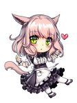  :o animal_ears apron aruma_jiki bangs blush bow bowtie cat_ears cat_tail chibi dress eyebrows eyebrows_visible_through_hair facial_mark final_fantasy final_fantasy_xiv frilled_apron frilled_dress frilled_sleeves frills full_body green_eyes light_brown_hair looking_at_viewer lowres maid miqo'te open_mouth pantyhose shoes short_hair short_sleeves simple_background solo tail waist_apron white_apron white_legwear wrist_cuffs 