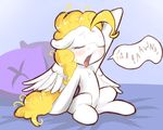  bed cute digital_media_(artwork) equine fearingfun featureless_crotch feral horse mammal my_little_pony open_mouth pony sketch surprise_(pre-g4) tongue tongue_out waking_up wings 