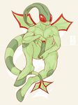  anthro erection flygon fydbac male nintendo penis plain_background pok&#233;mon pokemon red_eyes solo video_games white_background wings 