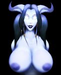  blue_skin cru_the_dwarf draenei horns huge_breasts world_of_warcraft 