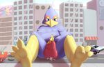  anthro avian ball_crush bird bulge canine car city clothing falco_lombardi feet fox fox_mccloud glomiagui male mammal marcelo_canario nintendo sitting speedo spread_legs spreading star_fox swimsuit vehicle video_games 