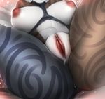  2017 ambiguous_species anthro areola black_fur breasts brown_fur butt clitoris female fur navel nipples nitricacid nude pink_nipples pussy pussy_juice solo spread_legs spreading stripes white_fur 