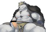  abs balls canine clothed clothing colored erection horkeukamui loincloth male mammal masturbation muscular partially_clothed pecs penis seikeikei2015 simple_background solo tokyo_afterschool_summoners white_background 