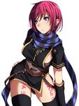  :o ass_visible_through_thighs breasts corset gloves hand_on_ass highres looking_to_the_side medium_breasts nel_zelpher purple_eyes red_hair sblack scarf short_hair sideboob skindentation solo star_ocean star_ocean_till_the_end_of_time tattoo thighhighs 