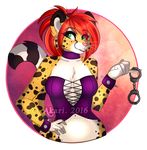  anthro breasts clothed clothing corset feline female handcuffs lingerie mammal polarlights shackles smile solo watermark 