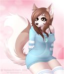  anthro bra canine clothed clothing female fur hair jewelry looking_at_viewer mammal necklace polarlights slightly_chubby smile solo taykoe underwear 