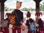  1boy 3girls alice_in_wonderland animal_ears backpack bad_id bad_pixiv_id bag blonde_hair brown_eyes cat_ears cheshire_cat con_potata disney dog_ears fake_animal_ears fake_horns from_behind hair_bun james_p._sullivan monsters_inc. mr._potato_head multiple_girls nishigoori_axel nishigoori_loop nishigoori_lutz older pixar ponytail siblings sisters skirt teenage themed_object tigger toy_story triplets twintails winnie_the_pooh yuri!!!_on_ice yuri_plisetsky 